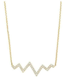 ESTATE .17CT DIAMOND 14KT YELLOW GOLD 3D CLASSIC ZIG ZAG FUN NECKLACE