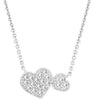 ESTATE SMALL .10CT DIAMOND 14KT WHITE GOLD 3D CLASSIC DOUBLE HEART LOVE NECKLACE