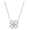 ESTATE .20CT DIAMOND 14KT WHITE GOLD 3D CLASSIC MULTI HEART FLOWER LOVE NECKLACE