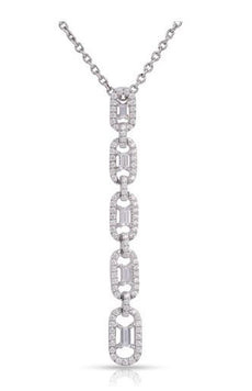 .41CT DIAMOND 14KT WHITE GOLD ROUND & BAGUETTE MULTI SQUARE JOURNEY FUN PENDANT