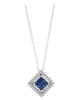 .57CT DIAMOND & AAA SAPPHIRE 14KT WHITE GOLD ROUND & PRINCESS FLOATING PENDANT