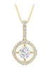 ESTATE .15CT DIAMOND 14KT YELLOW GOLD 3D SOLITAIRE ROUND HALO FLOATING PENDANT