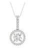 ESTATE .15CT DIAMOND 14KT WHITE GOLD 3D SOLITAIRE ROUND HALO FLOATING PENDANT