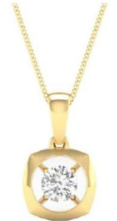 ESTATE .08CT DIAMOND 14KT YELLOW GOLD 3D CLASSIC SOLITAIRE ROUND SQUARE PENDANT