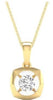 ESTATE .08CT DIAMOND 14KT YELLOW GOLD 3D CLASSIC SOLITAIRE ROUND SQUARE PENDANT