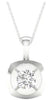 ESTATE 0.08CT DIAMOND 14KT WHITE GOLD 3D CLASSIC SOLITAIRE ROUND SQUARE PENDANT