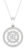ESTATE .25CT DIAMOND 14K WHITE GOLD SOLITAIRE ROUND DOUBLE HALO FLOATING PENDANT