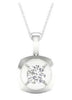 ESTATE 0.25CT DIAMOND 14KT WHITE GOLD 3D CLASSIC SOLITAIRE ROUND SQUARE PENDANT