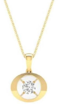 ESTATE .08CT DIAMOND 14KT YELLOW GOLD 3D SOLITAIRE ROUND OVAL FLOATING PENDANT