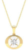 ESTATE .08CT DIAMOND 14KT YELLOW GOLD 3D SOLITAIRE ROUND OVAL FLOATING PENDANT