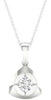 ESTATE 0.08CT DIAMOND 14KT WHITE GOLD 3D SOLITAIRE TRIANGULAR FLOATING PENDANT