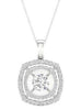 ESTATE .5CT DIAMOND 14KT WHITE GOLD ROUND SOLITAIRE DOUBLE HALO FLOATING PENDANT