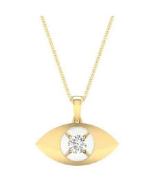 ESTATE .08CT DIAMOND 14KT YELLOW GOLD SOLITAIRE ROUND MARQUISE FLOATING PENDANT