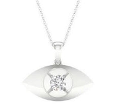 ESTATE .08CT DIAMOND 14KT WHITE GOLD SOLITAIRE ROUND MARQUISE FLOATING PENDANT