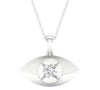 ESTATE .08CT DIAMOND 14KT WHITE GOLD SOLITAIRE ROUND MARQUISE FLOATING PENDANT