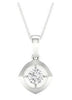 ESTATE 0.08CT DIAMOND 14KT WHITE GOLD 3D SOLITAIRE ROUND SQUARE FLOATING PENDANT