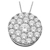 ESTATE 0.75CT DIAMOND 14K WHITE GOLD CLASSIC FLAT CLUSTER ROUND FLOATING PENDANT