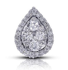 ESTATE .16CT DIAMOND 14KT WHITE GOLD 3D TEAR DROP PEAR SHAPE FLOATING PENDANT