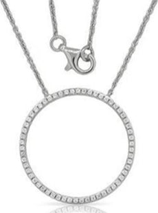 ESTATE .10CT DIAMOND 14KT WHITE GOLD 3D CLASSIC CIRCLE OF LIFE FLOATING PENDANT