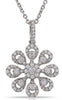 ESTATE .75CT DIAMOND 14K WHITE GOLD 3D CLASSIC FLOWER SNOWFLAKE FLOATING PENDANT