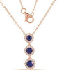 ESTATE .82CT DIAMOND & AAA SAPPHIRE 14KT ROSE GOLD HALO 3 STONE FLOATING PENDANT