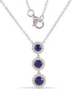 ESTATE .82CT DIAMOND & AAA SAPPHIRE 14K WHITE GOLD HALO 3 STONE FLOATING PENDANT