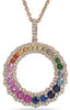1.49CT DIAMOND & AAA MULTI COLOR SAPPHIRE 14KT ROSE GOLD CIRCLE OF LIFE PENDANT