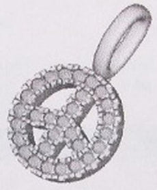 ESTATE .15CT DIAMOND 14K WHITE GOLD CLASSIC CIRCULAR PEACE SIGN FLOATING PENDANT