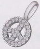 ESTATE .15CT DIAMOND 14K WHITE GOLD CLASSIC CIRCULAR PEACE SIGN FLOATING PENDANT