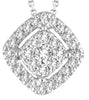 .15CT DIAMOND 14KT WHITE GOLD 3D ROUND INVISIBLE SQUARE HALO FLOATING PENDANT