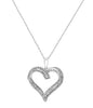 ESTATE .50CT ROUND & BAGUETTE DIAMOND 14KT WHITE GOLD 3D HEART LOVE PENDANT