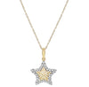 ESTATE .16CT DIAMOND 14KT WHITE & YELLOW GOLD 3D STAR FILIGREE FLOATING PENDANT