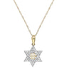 ESTATE .15CT DIAMOND 14KT YELLOW GOLD 3D STAR OF DAVID OPEN FILIGREE PENDANT