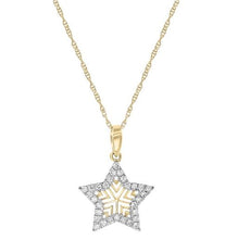 ESTATE .18CT ROUND CUT DIAMOND 14KT YELLOW GOLD 3D CLASSIC FUN STAR PENDANT