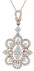 ESTATE 2.16CT DIAMOND 18KT TWO TONE GOLD 3D CLUSTER FLOWER FUN FLOATING PENDANT