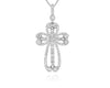 1.70CT WHITE & BLACK DIAMOND 18KT WHITE GOLD CLASSIC OPEN FILIGREE CROSS PENDANT