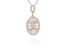 ESTATE .75CT DIAMOND 18KT WHITE & ROSE GOLD 3D FLOWER OVAL INFINITY LOVE PENDANT