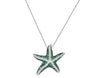 2.29CT DIAMOND & AAA EMERALD 14KT WHITE GOLD 3D STARFISH FUN FLOATING PENDANT