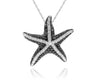 LARGE 2.23CT WHITE & BLACK DIAMOND 14KT WHITE & BLACK GOLD 3D STARFISH PENDANT