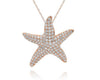LARGE 2.02CT DIAMOND 14KT ROSE GOLD 3D CLASSIC STARFISH FLOATING PENDANT