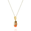 ESTATE .25CT DIAMOND & AAA ORANGE ENAMEL 14KT YELLOW GOLD BABY SHOE FUN PENDANT