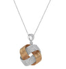 LARGE 1.88CT DIAMOND 18KT WHITE & ROSE GOLD MULTI ROW LOVE KNOT FLOATING PENDANT