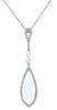 3.95CT DIAMOND AAA WHITE & BLUE TOPAZ 14KT WHITE GOLD TEAR DROP FLOATING PENDANT