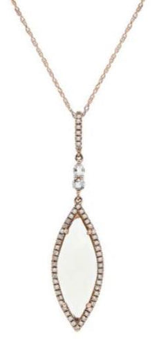 2.74CT DIAMOND AAA WHITE TOPAZ & LEMON QUARTZ 14KT ROSE GOLD 3D MARQUISE PENDANT