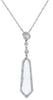 3.26CT DIAMOND & AAA WHITE & BLUE TOPAZ 14K WHITE GOLD HEXAGON ELONGATED PENDANT