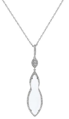 5.15CT DIAMOND & AAA WHITE TOPAZ 14KT WHITE GOLD 3D TEAR DROP FLOATING PENDANT
