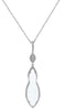 5.15CT DIAMOND & AAA WHITE TOPAZ 14KT WHITE GOLD 3D TEAR DROP FLOATING PENDANT
