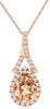 0.80CT DIAMOND & AAA MORGANITE 14KT ROSE GOLD PEAR SHAPE & ROUND FLOATING PENDANT