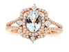 1.01CT DIAMOND & AAA AQUAMARINE 14K ROSE GOLD OVAL ROUND FLOWER SQUARE LOVE RING