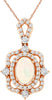 ESTATE .75CT DIAMOND & AAA OPAL 14KT ROSE GOLD 3D FLOWER SQUARE FLOATING PENDANT